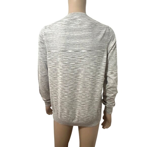 H&M Men Cardigan L Taupe Grey Cream Button Vtg  Lightweight Casual All Seasons - Picture 2 of 12